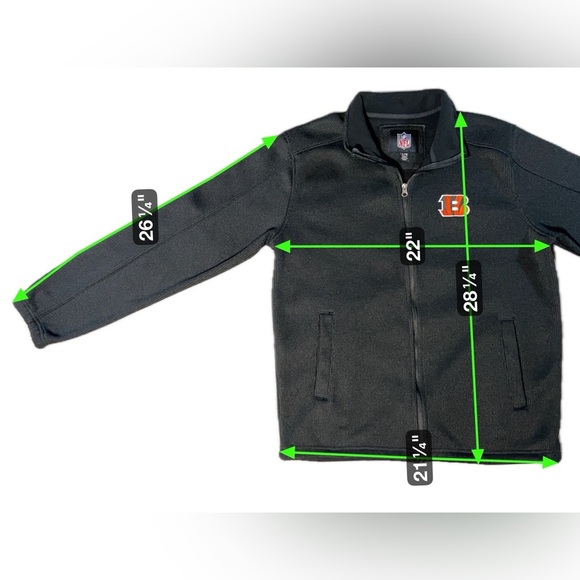 Cincinnati Bengals NFL Jacket Men’s Large Black Full Zip Textured Heavyweight - Picture 3 of 5
